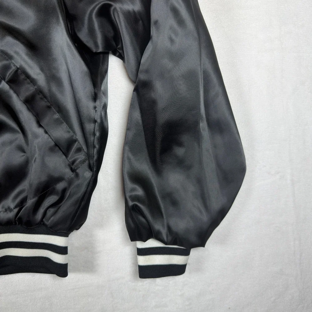 Vintage Pla-Jac McDonalds Mac Tonight Satin Jacket Black Varsity‎ Bomber Small